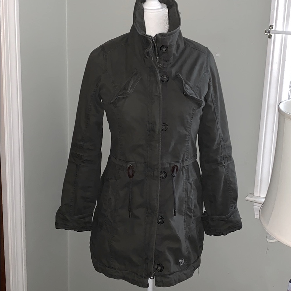 Abercrombie & Fitch Army Green Faux Fur Coat🧥